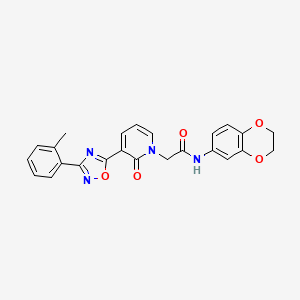 molecular formula C24H20N4O5 B2823961 N-(2,3-dihydrobenzo[b][1,4]dioxin-6-yl)-2-(2-oxo-3-(3-(o-tolyl)-1,2,4-oxadiazol-5-yl)pyridin-1(2H)-yl)acetamide CAS No. 1251696-09-9