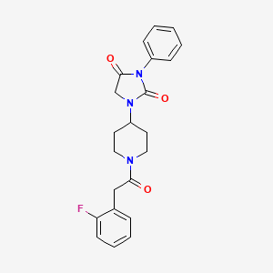 molecular formula C22H22FN3O3 B2823968 1-(1-(2-(2-Fluorophenyl)acetyl)piperidin-4-yl)-3-phenylimidazolidine-2,4-dione CAS No. 1903169-00-5