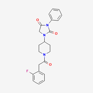 molecular formula C22H22FN3O3 B2823968 1-(1-(2-(2-氟苯基)乙酰)哌啶-4-基)-3-苯基咪唑烷-2,4-二酮 CAS No. 1903169-00-5