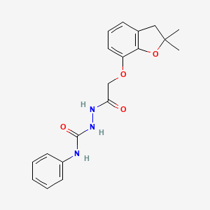 molecular formula C19H21N3O4 B2823970 2-{2-[(2,2-dimethyl-2,3-dihydro-1-benzofuran-7-yl)oxy]acetyl}-N-phenyl-1-hydrazinecarboxamide CAS No. 1023498-27-2