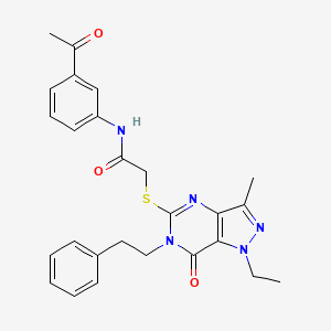 molecular formula C26H27N5O3S B2823971 N-(3-乙酰苯基)-2-((1-乙基-3-甲基-7-氧代-6-苯乙基-6,7-二氢-1H-吡唑并[4,3-d]嘧啶-5-基)硫)乙酰胺 CAS No. 1359317-34-2