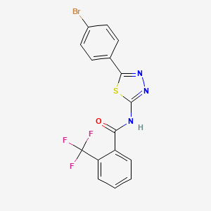 molecular formula C16H9BrF3N3OS B2823980 N-(5-(4-bromophenyl)-1,3,4-thiadiazol-2-yl)-2-(trifluoromethyl)benzamide CAS No. 391862-82-1