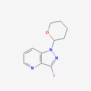 molecular formula C11H12IN3O B2823985 3-iodo-1-(tetrahydro-2H-pyran-2-yl)-1H-pyrazolo[4,3-b]pyridine CAS No. 1562995-68-9