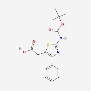 molecular formula C16H18N2O4S B2823986 2-[2-[(2-Methylpropan-2-yl)oxycarbonylamino]-4-phenyl-1,3-thiazol-5-yl]acetic acid CAS No. 2287289-89-6