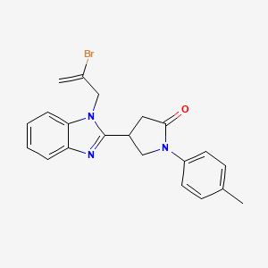 molecular formula C21H20BrN3O B2823992 4-[1-(2-溴丙-2-烯-1-基)-1H-苯并咪唑-2-基]-1-(4-甲基苯基)吡咯啉-2-酮 CAS No. 890638-11-6