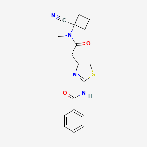 molecular formula C18H18N4O2S B2823995 N-(4-{[(1-cyanocyclobutyl)(methyl)carbamoyl]methyl}-1,3-thiazol-2-yl)benzamide CAS No. 1259196-00-3