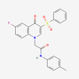 molecular formula C24H19FN2O4S B2824010 2-[6-fluoro-4-oxo-3-(phenylsulfonyl)quinolin-1(4H)-yl]-N-(4-methylphenyl)acetamide CAS No. 902584-57-0