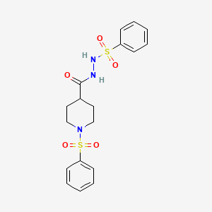 molecular formula C18H21N3O5S2 B2824014 N',1-双(苯磺酰)哌啶-4-甲酰肼 CAS No. 478030-21-6