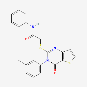 molecular formula C22H19N3O2S2 B2824018 2-{[3-(2,3-dimethylphenyl)-4-oxo-3,4-dihydrothieno[3,2-d]pyrimidin-2-yl]sulfanyl}-N-phenylacetamide CAS No. 1291860-56-4