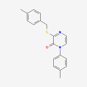 molecular formula C19H18N2OS B2824020 3-[(4-methylbenzyl)thio]-1-(4-methylphenyl)pyrazin-2(1H)-one CAS No. 941935-18-8