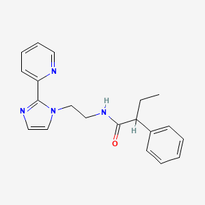 molecular formula C20H22N4O B2824026 2-phenyl-N-(2-(2-(pyridin-2-yl)-1H-imidazol-1-yl)ethyl)butanamide CAS No. 2034233-86-6