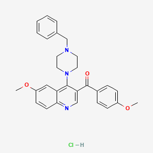 molecular formula C29H30ClN3O3 B2824030 4-(4-Benzylpiperazin-1-yl)-6-methoxy-3-(4-methoxybenzoyl)quinoline hydrochloride CAS No. 2097863-52-8