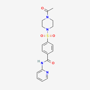 molecular formula C18H20N4O4S B2824035 4-(4-乙酰基哌嗪-1-基)磺酰-N-吡啶-2-基苯甲酰胺 CAS No. 898657-10-8