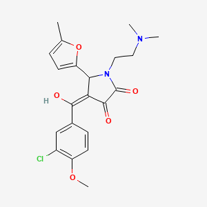 molecular formula C21H23ClN2O5 B2824038 4-(3-chloro-4-methoxybenzoyl)-1-(2-(dimethylamino)ethyl)-3-hydroxy-5-(5-methylfuran-2-yl)-1H-pyrrol-2(5H)-one CAS No. 575466-67-0