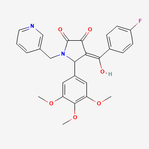 molecular formula C26H23FN2O6 B2824043 4-(4-fluorobenzoyl)-3-hydroxy-1-(pyridin-3-ylmethyl)-5-(3,4,5-trimethoxyphenyl)-1H-pyrrol-2(5H)-one CAS No. 384377-51-9