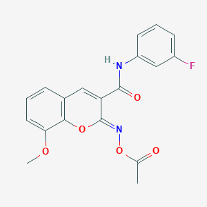 molecular formula C19H15FN2O5 B2824054 (Z)-2-(acetoxyimino)-N-(3-fluorophenyl)-8-methoxy-2H-chromene-3-carboxamide CAS No. 912791-77-6