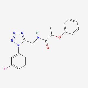 molecular formula C17H16FN5O2 B2824056 N-((1-(3-fluorophenyl)-1H-tetrazol-5-yl)methyl)-2-phenoxypropanamide CAS No. 920435-05-8