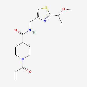 molecular formula C16H23N3O3S B2824060 N-[[2-(1-Methoxyethyl)-1,3-thiazol-4-yl]methyl]-1-prop-2-enoylpiperidine-4-carboxamide CAS No. 2361758-35-0