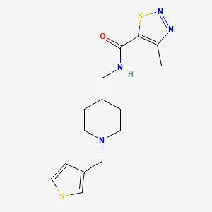 molecular formula C15H20N4OS2 B2824062 4-methyl-N-((1-(thiophen-3-ylmethyl)piperidin-4-yl)methyl)-1,2,3-thiadiazole-5-carboxamide CAS No. 1234809-66-5
