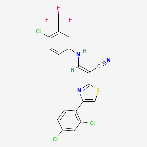 (E)-3-((4-chloro-3-(trifluoromethyl)phenyl)amino)-2-(4-(2,4-dichlorophenyl)thiazol-2-yl)acrylonitrile