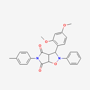 molecular formula C26H24N2O5 B2824074 3-(2,4-dimethoxyphenyl)-2-phenyl-5-(p-tolyl)dihydro-2H-pyrrolo[3,4-d]isoxazole-4,6(5H,6aH)-dione CAS No. 1005126-49-7