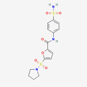 molecular formula C15H17N3O6S2 B2824077 5-(吡咯啉-1-基磺酰)-N-(4-磺酰基苯基)呋喃-2-羧酰胺 CAS No. 1171990-34-3