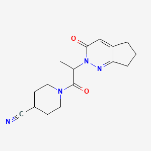 molecular formula C16H20N4O2 B2824086 1-(2-(3-oxo-3,5,6,7-tetrahydro-2H-cyclopenta[c]pyridazin-2-yl)propanoyl)piperidine-4-carbonitrile CAS No. 2097927-12-1