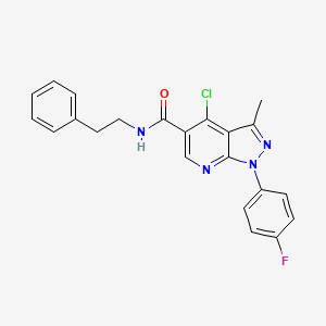 4-chloro-1-(4-fluorophenyl)-3-methyl-N-phenethyl-1H-pyrazolo[3,4-b]pyridine-5-carboxamide