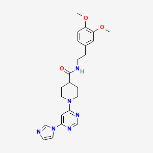 molecular formula C23H28N6O3 B2824109 1-(6-(1H-imidazol-1-yl)pyrimidin-4-yl)-N-(3,4-dimethoxyphenethyl)piperidine-4-carboxamide CAS No. 1351658-78-0