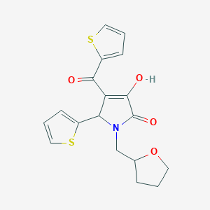 molecular formula C18H17NO4S2 B282411 3-hydroxy-1-(tetrahydro-2-furanylmethyl)-5-(2-thienyl)-4-(2-thienylcarbonyl)-1,5-dihydro-2H-pyrrol-2-one 