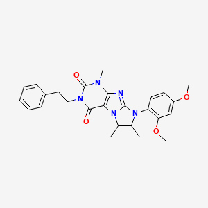 molecular formula C26H27N5O4 B2824113 8-(2,4-二甲氧基苯基)-1,6,7-三甲基-3-苯乙基-1H-咪唑并[2,1-f]嘌呤-2,4(3H,8H)-二酮 CAS No. 887458-50-6