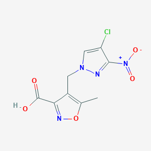 4-[(4-Chloro-3-nitro-1H-pyrazol-1-YL)methyl]-5-methylisoxazole-3-carboxylic acid