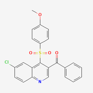 molecular formula C23H16ClNO4S B2824124 [6-Chloro-4-(4-methoxyphenyl)sulfonylquinolin-3-yl]-phenylmethanone CAS No. 866846-35-7