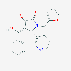 molecular formula C22H18N2O4 B282413 1-(2-furylmethyl)-3-hydroxy-4-(4-methylbenzoyl)-5-(3-pyridinyl)-1,5-dihydro-2H-pyrrol-2-one 
