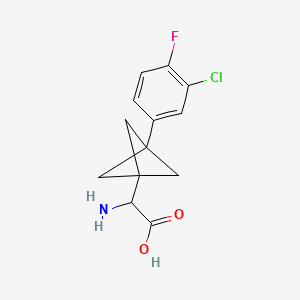 molecular formula C13H13ClFNO2 B2824132 2-Amino-2-[3-(3-chloro-4-fluorophenyl)-1-bicyclo[1.1.1]pentanyl]acetic acid CAS No. 2287262-47-7