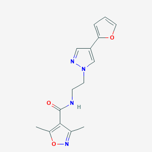 molecular formula C15H16N4O3 B2824142 N-(2-(4-(furan-2-yl)-1H-pyrazol-1-yl)ethyl)-3,5-dimethylisoxazole-4-carboxamide CAS No. 2034327-53-0