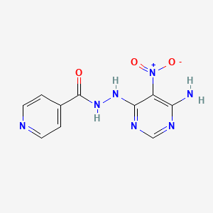 molecular formula C10H9N7O3 B2824145 N'-(6-氨基-5-硝基嘧啶-4-基)吡啶-4-甲酰肼 CAS No. 325738-40-7