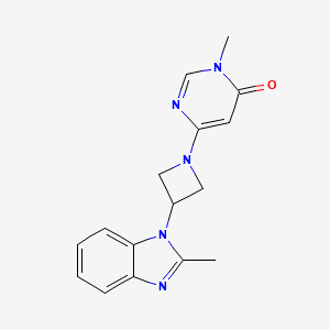 molecular formula C16H17N5O B2824146 3-Methyl-6-[3-(2-methylbenzimidazol-1-yl)azetidin-1-yl]pyrimidin-4-one CAS No. 2380169-83-3