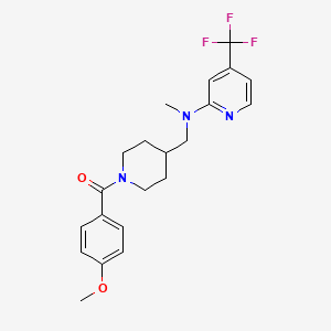 molecular formula C21H24F3N3O2 B2824160 (4-Methoxyphenyl)-[4-[[methyl-[4-(trifluoromethyl)pyridin-2-yl]amino]methyl]piperidin-1-yl]methanone CAS No. 2415503-12-5