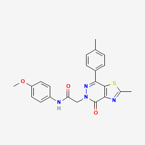 molecular formula C22H20N4O3S B2824161 N-(4-methoxyphenyl)-2-(2-methyl-4-oxo-7-(p-tolyl)thiazolo[4,5-d]pyridazin-5(4H)-yl)acetamide CAS No. 941949-09-3