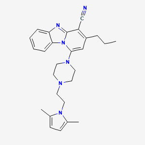 molecular formula C27H32N6 B2824175 1-{4-[2-(2,5-dimethyl-1H-pyrrol-1-yl)ethyl]piperazin-1-yl}-3-propylpyrido[1,2-a]benzimidazole-4-carbonitrile CAS No. 442572-50-1