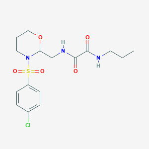 B2824178 N1-((3-((4-chlorophenyl)sulfonyl)-1,3-oxazinan-2-yl)methyl)-N2-propyloxalamide CAS No. 872986-96-4