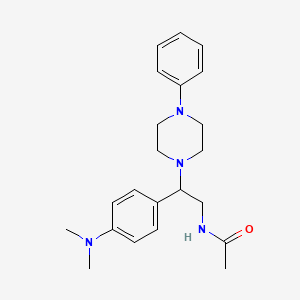 molecular formula C22H30N4O B2824184 N-(2-(4-(二甲基氨基)苯基)-2-(4-苯基哌嗪-1-基)乙基)乙酰胺 CAS No. 946286-58-4