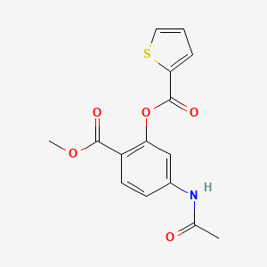 molecular formula C15H13NO5S B2824187 5-(乙酰氨基)-2-(甲氧羰基)苯基-2-硫杂吡啶羧酸酯 CAS No. 477890-02-1