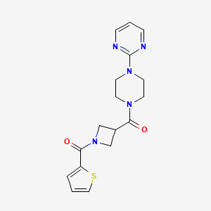 molecular formula C17H19N5O2S B2824192 (4-(Pyrimidin-2-yl)piperazin-1-yl)(1-(thiophene-2-carbonyl)azetidin-3-yl)methanone CAS No. 1286733-02-5