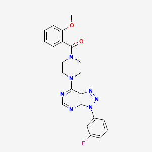 molecular formula C22H20FN7O2 B2824196 (4-(3-(3-氟苯基)-3H-[1,2,3]三唑[4,5-d]嘧啶-7-基)哌嗪-1-基)(2-甲氧基苯基)甲酮 CAS No. 920367-03-9