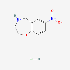 molecular formula C9H11ClN2O3 B2824210 7-Nitro-2,3,4,5-tetrahydro-1,4-benzoxazepine hydrochloride CAS No. 216008-27-4