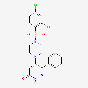 molecular formula C20H18Cl2N4O3S B2824222 5-{4-[(2,4-二氯苯基)磺酰]哌嗪-6-苯基-3(2H)-吡啶酮 CAS No. 477863-54-0