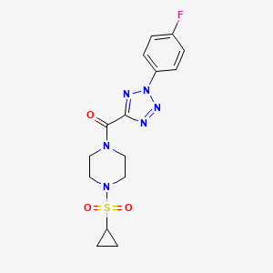 molecular formula C15H17FN6O3S B2824237 (4-(cyclopropylsulfonyl)piperazin-1-yl)(2-(4-fluorophenyl)-2H-tetrazol-5-yl)methanone CAS No. 1396781-59-1