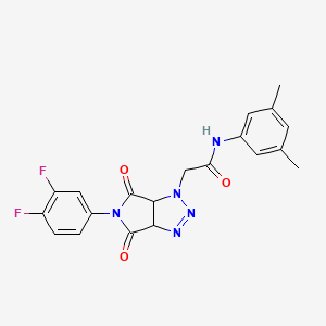 molecular formula C20H17F2N5O3 B2824238 2-[5-(3,4-difluorophenyl)-4,6-dioxo-4,5,6,6a-tetrahydropyrrolo[3,4-d][1,2,3]triazol-1(3aH)-yl]-N-(3,5-dimethylphenyl)acetamide CAS No. 1008274-83-6